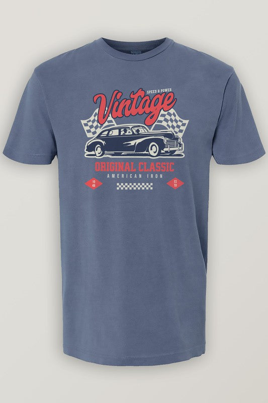 Rebel Stitch Unisex "Vintage Car" Garment Dyed Graphic T-Shirt in 3 Colors