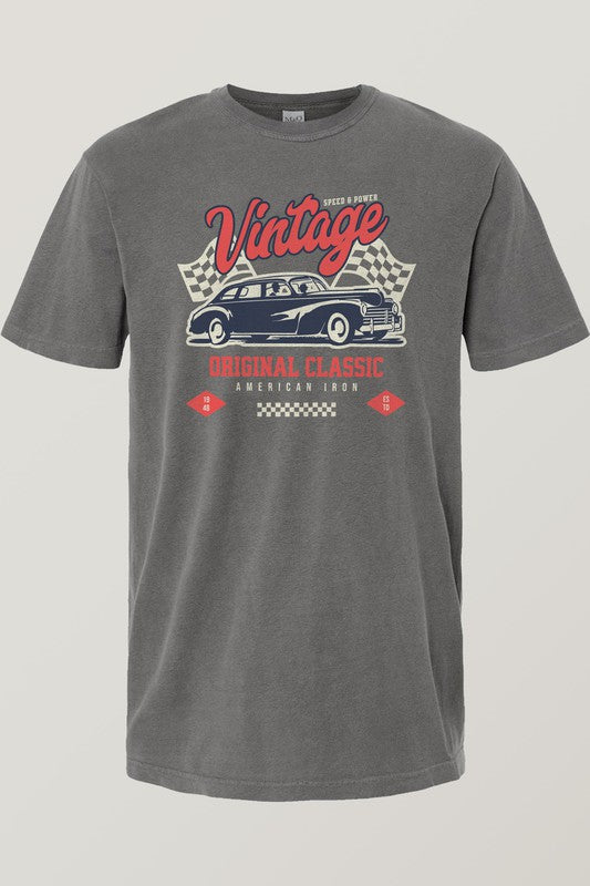 Rebel Stitch Unisex "Vintage Car" Garment Dyed Graphic T-Shirt in 3 Colors