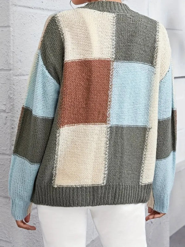 EG Fashion Color Block Cardigan