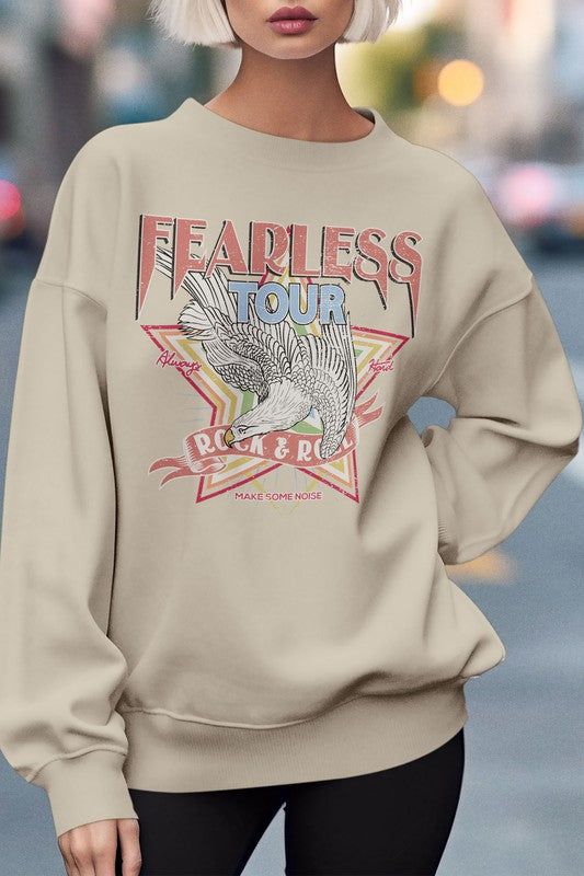 Rebel Stitch UNISEX Fearless Rock and Roll Oversized Graphic Sweatshirt in 2 Colors