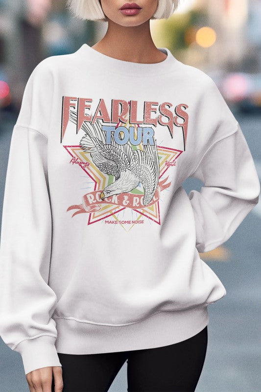 Rebel Stitch UNISEX Fearless Rock and Roll Oversized Graphic Sweatshirt in 2 Colors