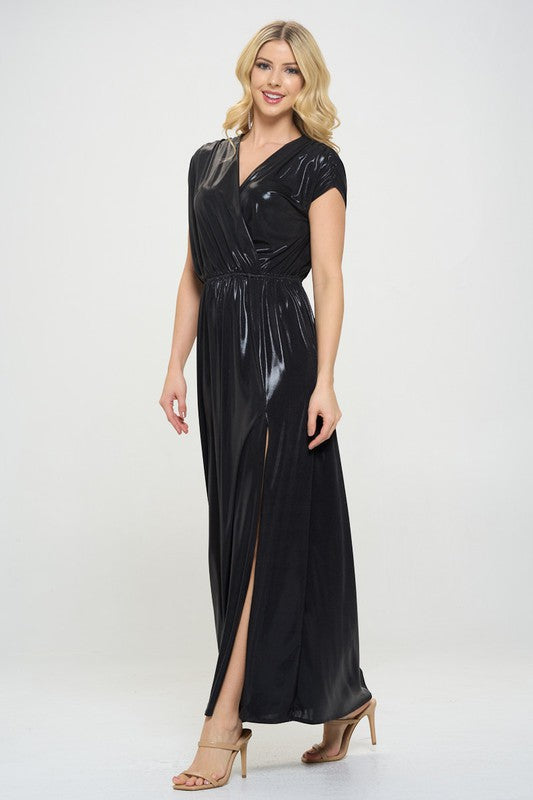 Renee C Sleeveless Metallic Maxi Dress