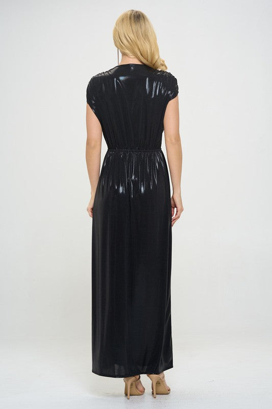 Renee C Sleeveless Metallic Maxi Dress