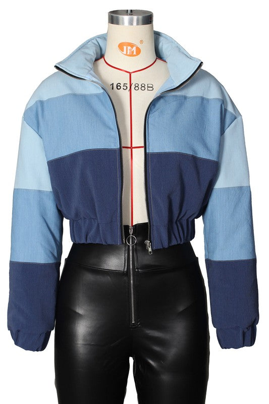 BY CLAUDE CROPPED PUFFER JACKET in Blue or Black