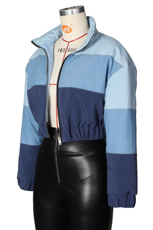 BY CLAUDE CROPPED PUFFER JACKET in Blue or Black