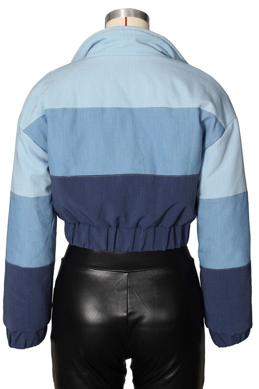 BY CLAUDE CROPPED PUFFER JACKET in Blue or Black