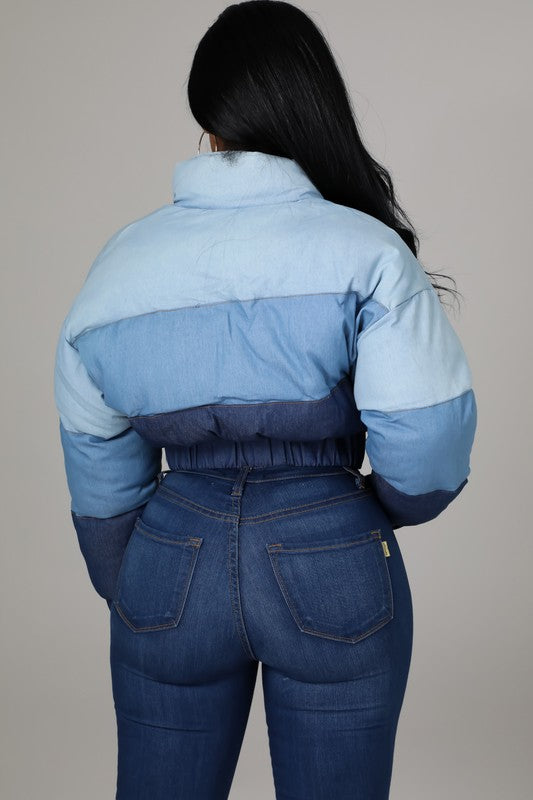 BY CLAUDE CROPPED PUFFER JACKET in Blue or Black