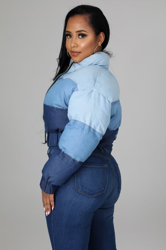 BY CLAUDE CROPPED PUFFER JACKET in Blue or Black