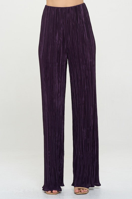 Renee C Plisse Straight Leg Pants