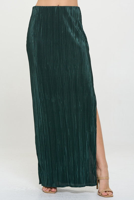 Renee C Plisse Maxi Skirt with Slit