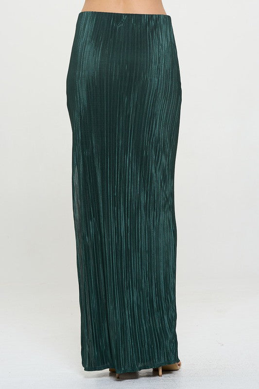 Renee C Plisse Maxi Skirt with Slit