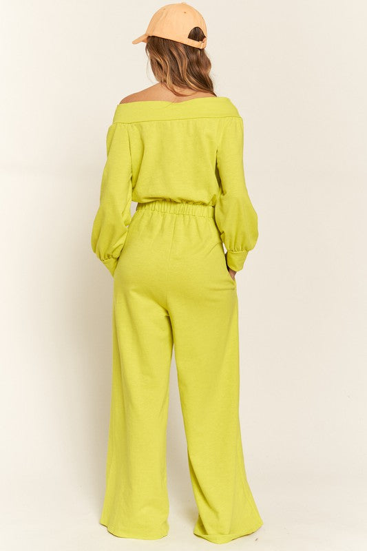 Jade by Jane One Shoulder Cotton Terry Knit Jumpsuit