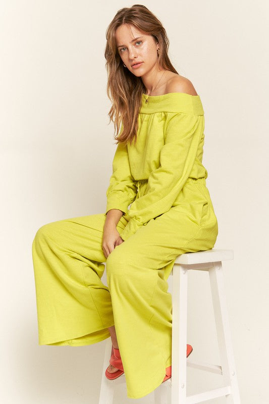 Jade by Jane One Shoulder Cotton Terry Knit Jumpsuit