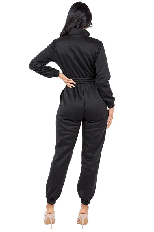 BY CLAUDE ONE PIECE ZIP FRONT LONG SLEEVE SWEATSUIT JUMPSUIT