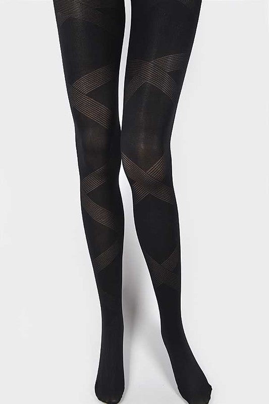 LA Jewelry Plaza Ribbon Wrapped Opaque Premium Tights