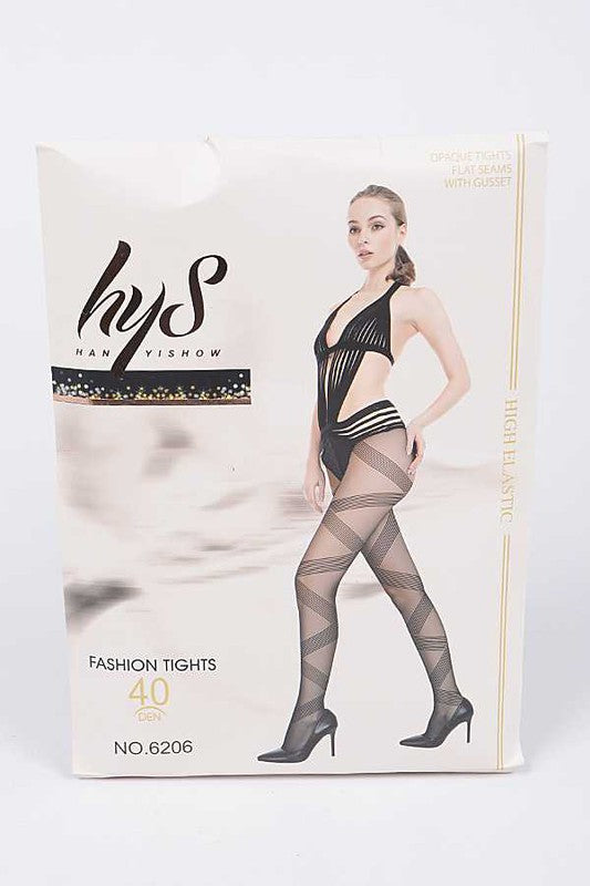 LA Jewelry Plaza Ribbon Wrapped Opaque Premium Tights