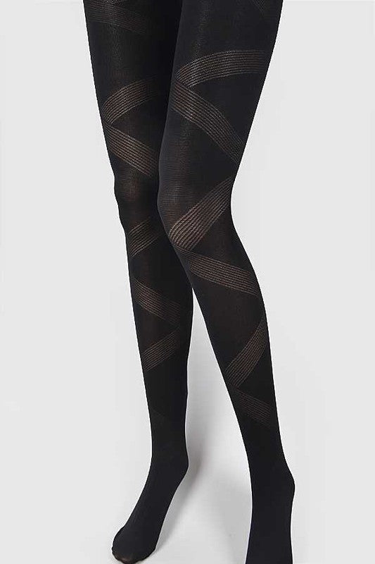 LA Jewelry Plaza Ribbon Wrapped Opaque Premium Tights