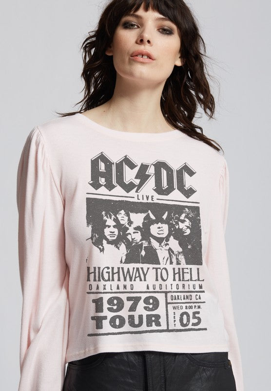 Recycled Karma AC/DC Highway To Hell Puff Sleeve Graphic Tee