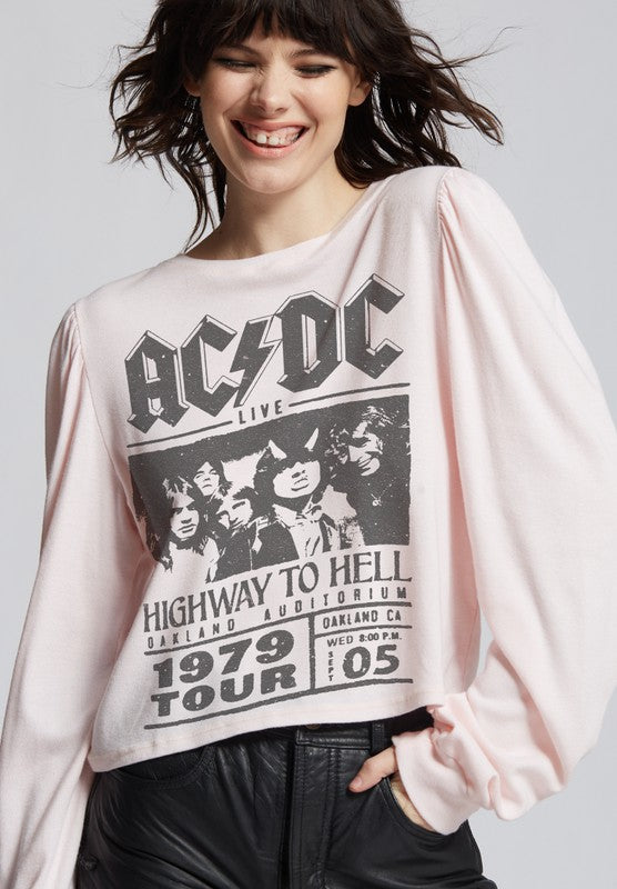 Recycled Karma AC/DC Highway To Hell Puff Sleeve Graphic Tee