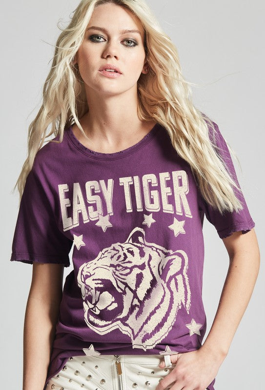 Recycled Karma "EASY TIGER" Graphic Boyfriend Tee