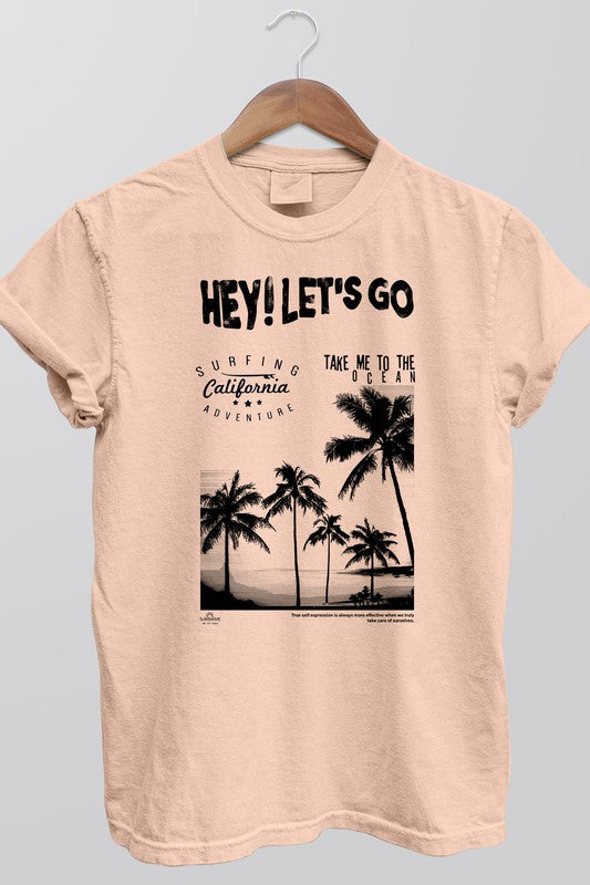 Rebel Stitch Unisex "Hey Let's Go, California" Garment Dyed Graphic T-Shirt in 3 Colors