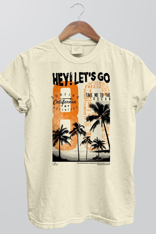 Rebel Stitch Unisex "Hey Let's Go, California" Garment Dyed Graphic T-Shirt in 3 Colors