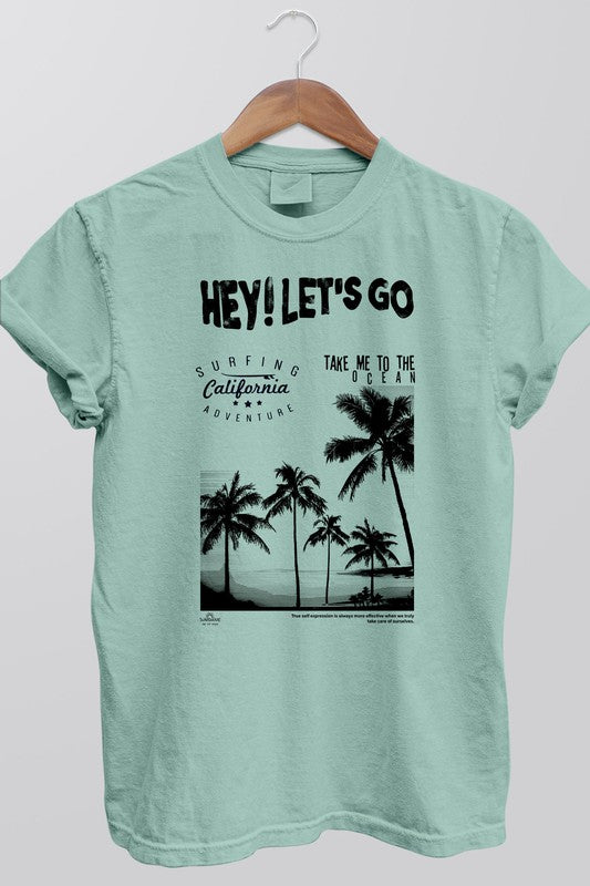 Rebel Stitch Unisex "Hey Let's Go, California" Garment Dyed Graphic T-Shirt in 3 Colors