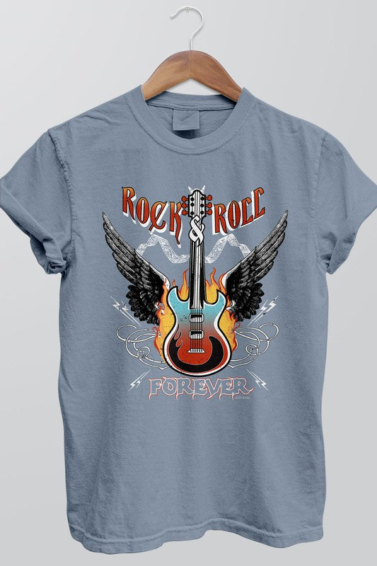 Rebel Stitch Unisex Rock and Roll Forever Garment Dyed Graphic Tee in 3 Colors