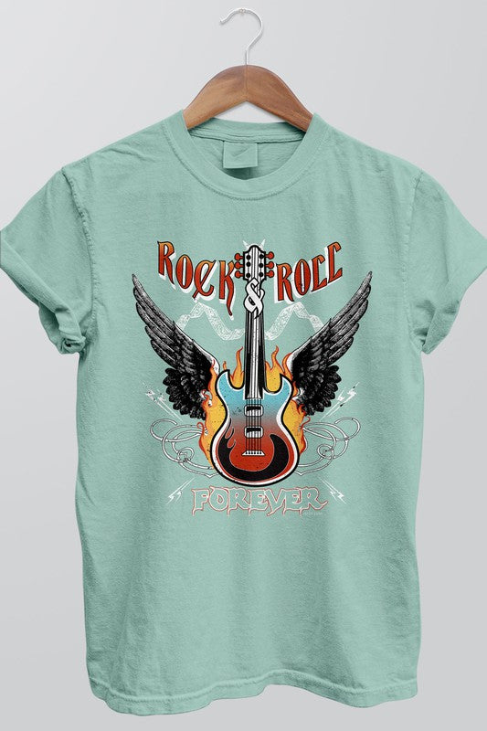 Rebel Stitch Unisex Rock and Roll Forever Garment Dyed Graphic Tee in 3 Colors