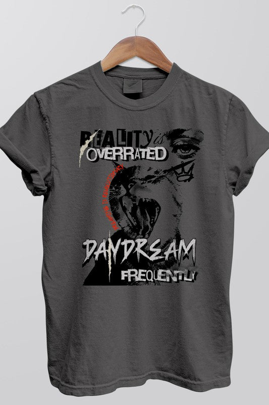 Rebel Stitch UNISEX Vintage Garment Dyed Cotton "Reality is Overrated" Graphic Tee in 6 Colors