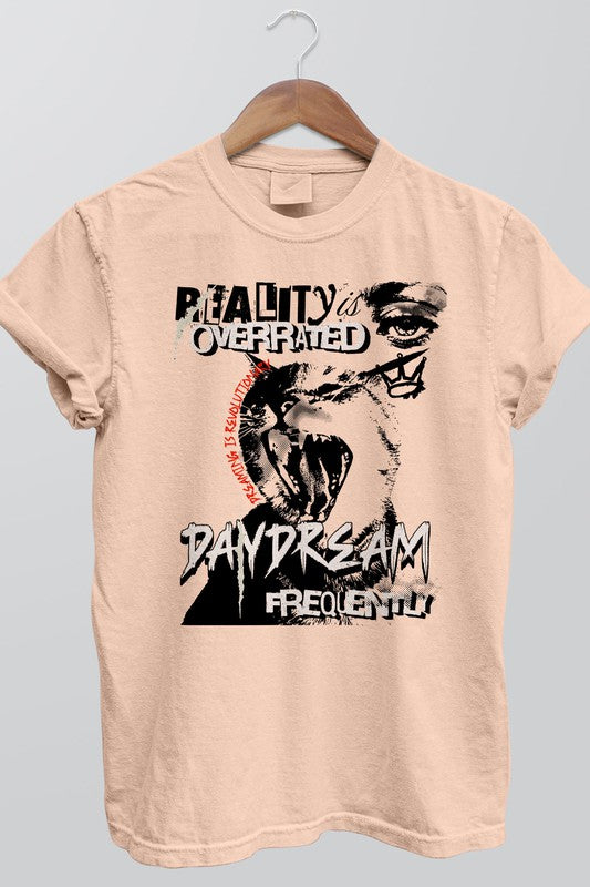 Rebel Stitch UNISEX Vintage Garment Dyed Cotton "Reality is Overrated" Graphic Tee in 6 Colors