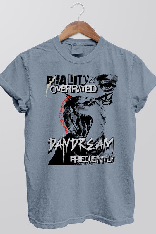 Rebel Stitch UNISEX Vintage Garment Dyed Cotton "Reality is Overrated" Graphic Tee in 6 Colors