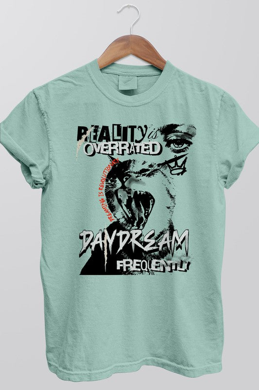 Rebel Stitch UNISEX Vintage Garment Dyed Cotton "Reality is Overrated" Graphic Tee in 6 Colors