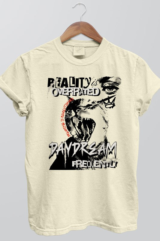 Rebel Stitch UNISEX Vintage Garment Dyed Cotton "Reality is Overrated" Graphic Tee in 6 Colors