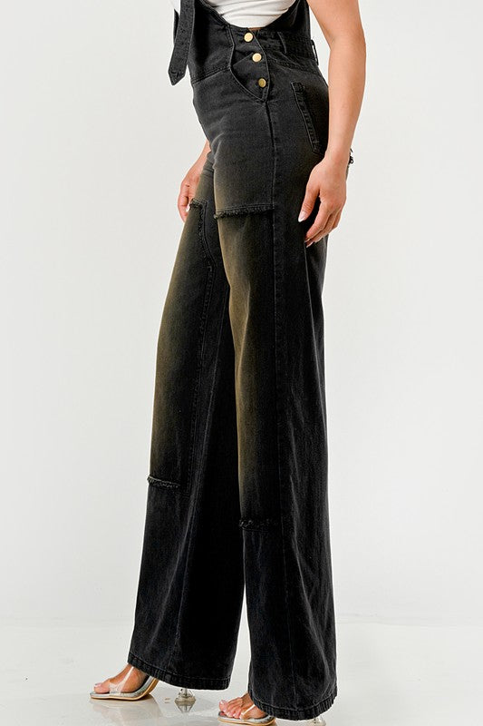 Athina Urban Noir Denim Overall Jeans in Black