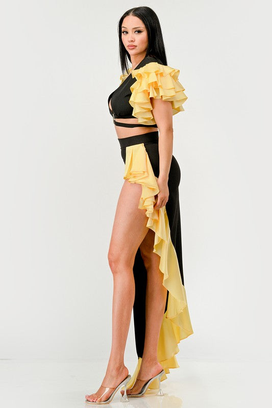 ATHINA Sunset Ruffle Glamour Gown