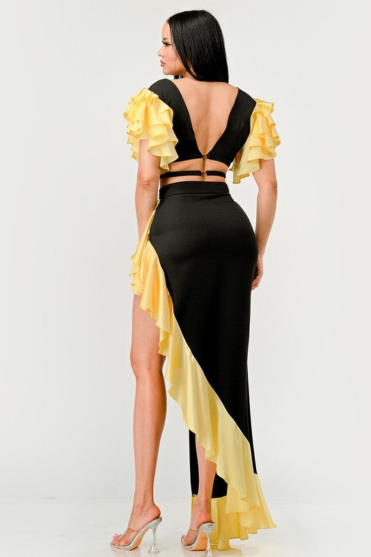 ATHINA Sunset Ruffle Glamour Gown