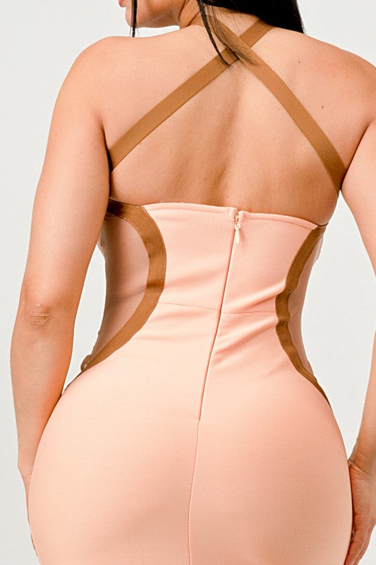 Athina Peaches and Cream Infinity Gown Bandage Dress