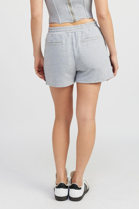 EMORY PARK MIXED MEDIA DENIM & SWEATS LOUNGE SHORTS