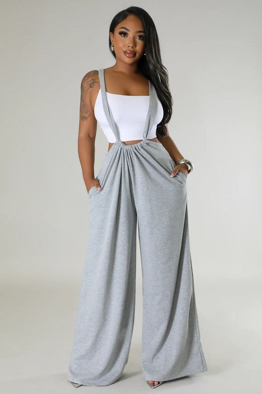 BY CLAUDE WIDE LEG SWEATPANTS WITH SHOULDER STRAPS