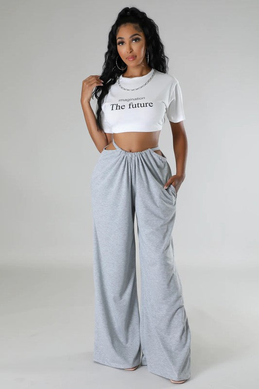 BY CLAUDE WIDE LEG SWEATPANTS WITH SHOULDER STRAPS