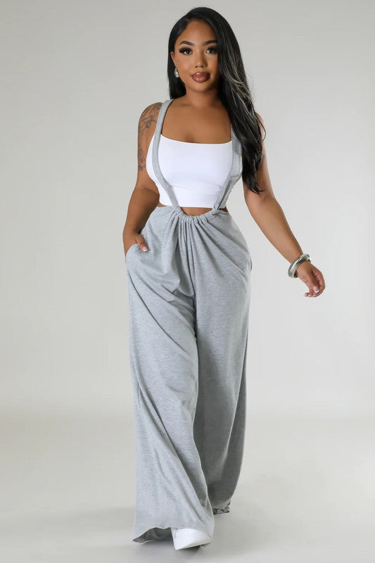 BY CLAUDE WIDE LEG SWEATPANTS WITH SHOULDER STRAPS