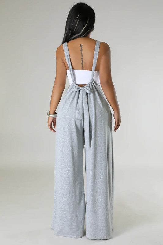 BY CLAUDE WIDE LEG SWEATPANTS WITH SHOULDER STRAPS