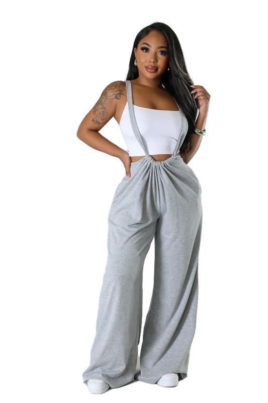 BY CLAUDE WIDE LEG SWEATPANTS WITH SHOULDER STRAPS