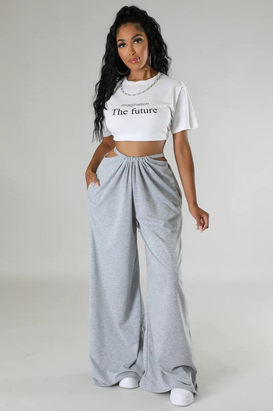 BY CLAUDE WIDE LEG SWEATPANTS WITH SHOULDER STRAPS