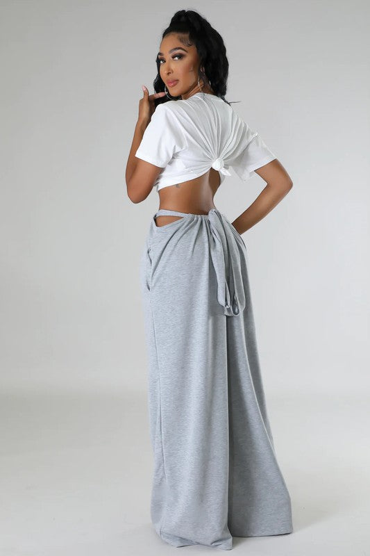 BY CLAUDE WIDE LEG SWEATPANTS WITH SHOULDER STRAPS