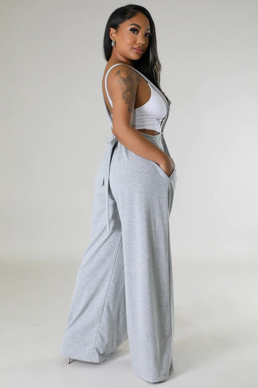 BY CLAUDE WIDE LEG SWEATPANTS WITH SHOULDER STRAPS