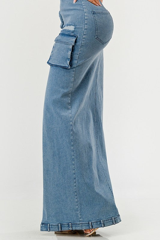 Athina Urban Chic Denim Gown Sleeveless Maxi Dress