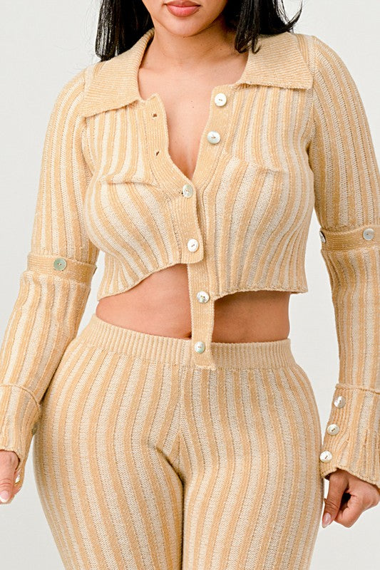 Athina Golden Hour Two Piece Knit Crop Top and Pants Ensemble