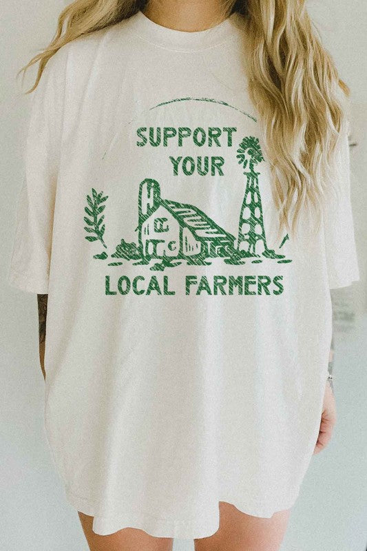 ROSEMEAD LOS ANGELES CO SUPPORT YOUR LOCAL FARMERS OVERSIZED GRAPHIC TEE IN 5 COLORS